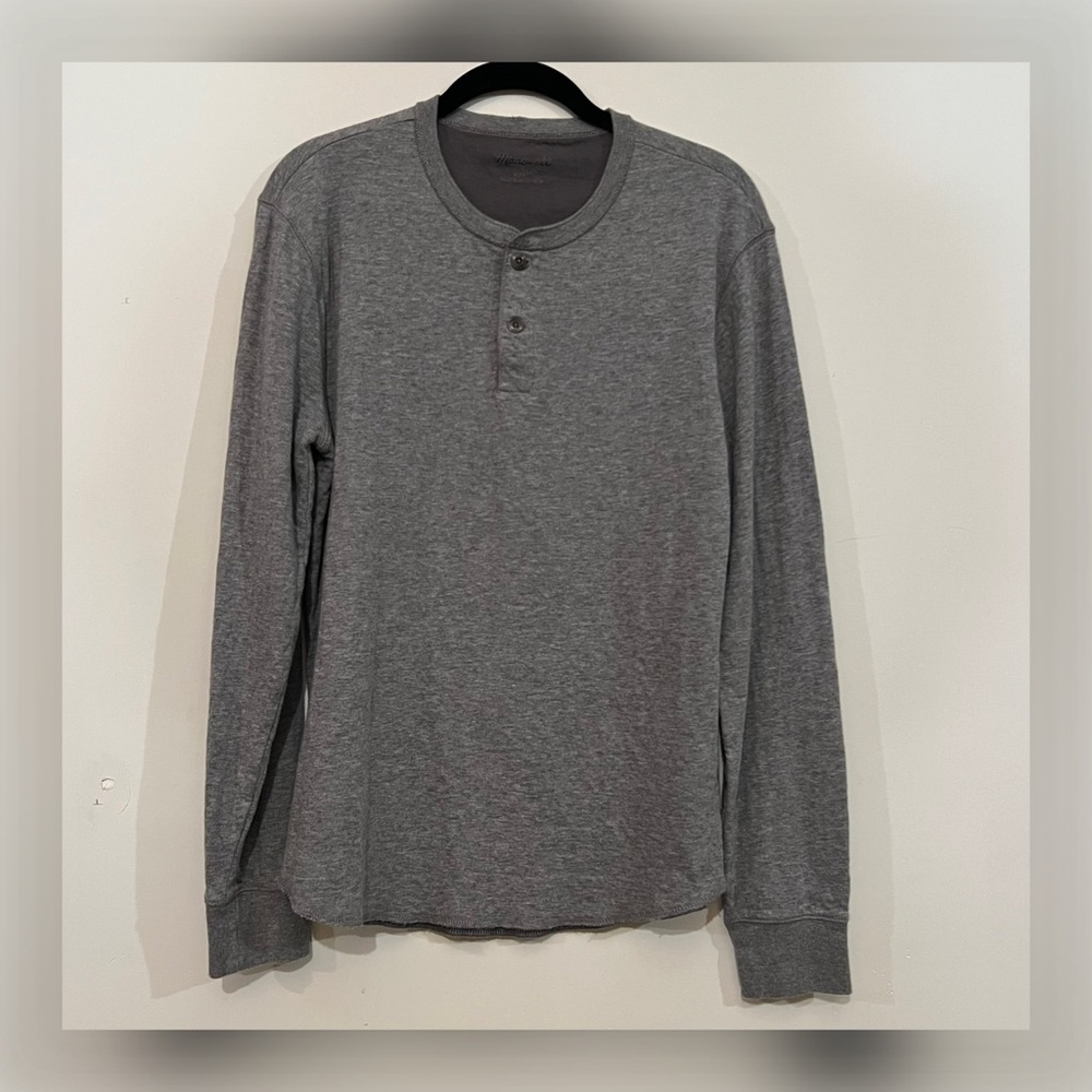 MADEWELL Cotton Double-Down Long Sleeve Relaxed Tee in Heather Gray